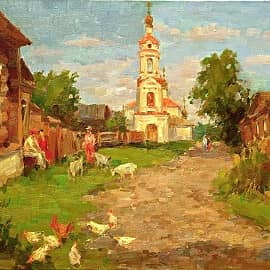 Улочка в Плёсе. Варваринская церковь.