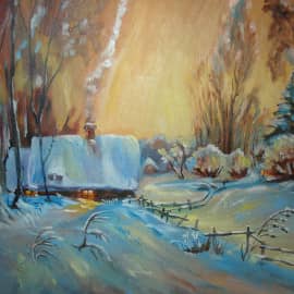 Деревенька в снегу.