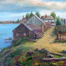 Деревня на берегу озера