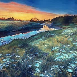 Рассвет над рекой.