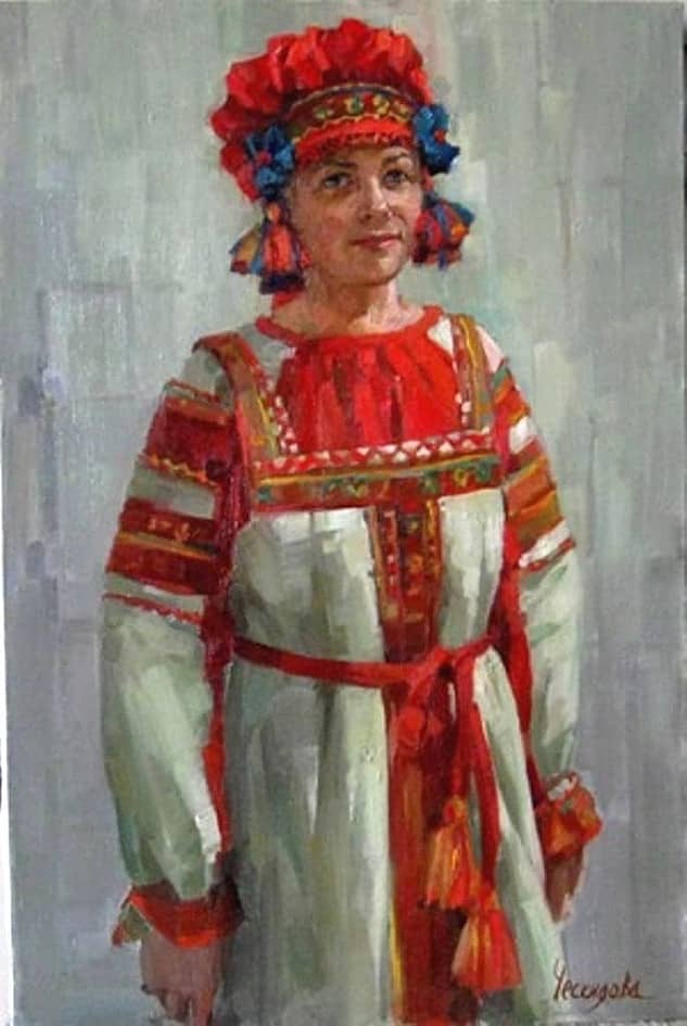 в русском костюме