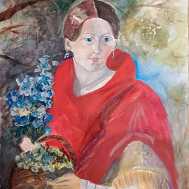 Девушка с корзинкой винограда