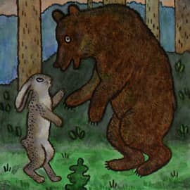 иллюстрация к сказке "лиса, заяц и петух"