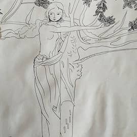 Ева с яблоками