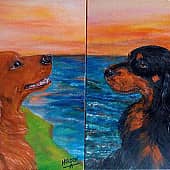 Сеттеры (триптих): Ирландский) Irish setter dog (2), художник Alex Norden