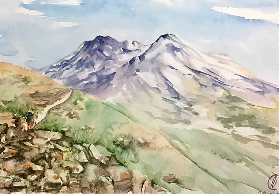 Акварель Эльбрус