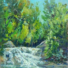 Полноводный водопад, после тропического ливня. Пленэр ZhNataly