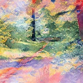 тропинка в лесу, акварель