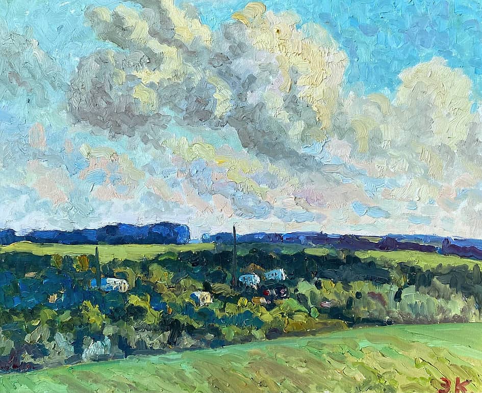 Вид на Емельяновку. Ветрено.