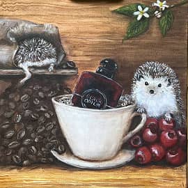 Ёжики - парфюмеры. Opium Red . Некоторые из нот парфюма: вишня, кофе, флердоранж.