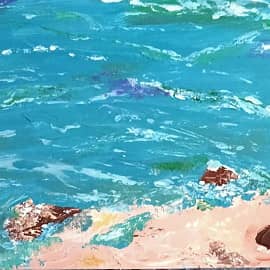 Море, камни. Кисть, мастихин