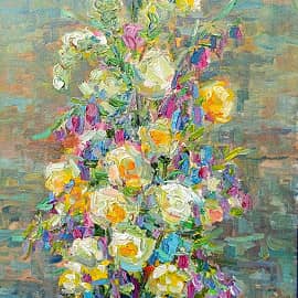 Мальвы на берегу. Серия натюрморт под открытым небом. Пленэр ZhNataly