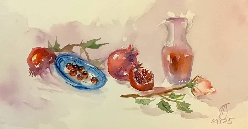 Гранаты и роза