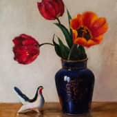 Тюльпаны с птичкой