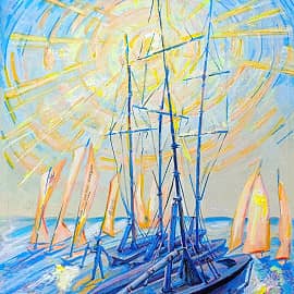 Регата. Солнцелуна. День и ночь. Серия яхт-клуб ". Проект светофизика в живописи ZhNataly