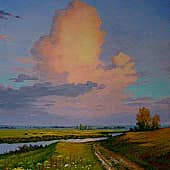 Пейзаж с розовым облаком, художник Геннадий Литвиненко