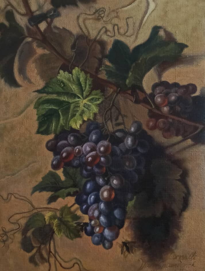 Гроздь винограда на стене.