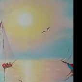 Яхты на рассвете (2), художник Миляуша