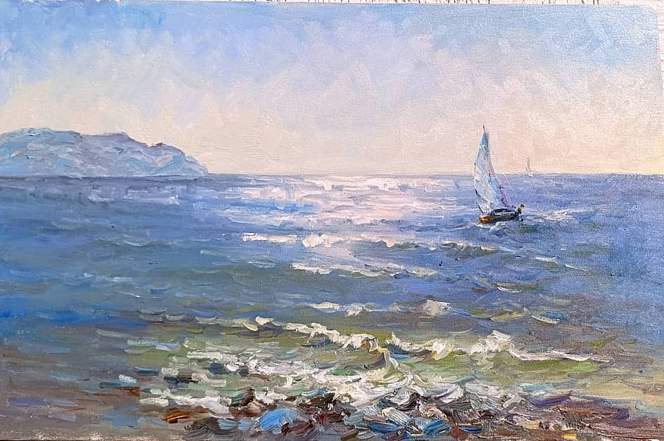 Солнечный день. Яхта в море. Пленэр ZhNataly