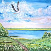 Над голубым озером