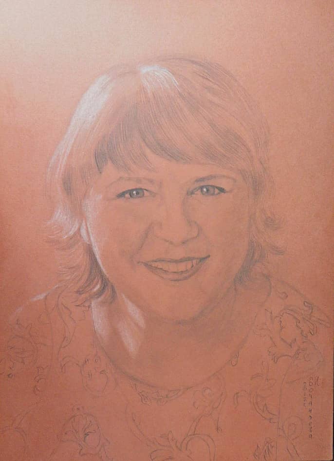 Портрет карандашом на тональной бумаге А4.