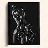 Картина углем женские силуэты, чувственная картина