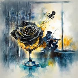 Где-то пели смычки о любви. Я послал тебе чёрную розу в бокале Золотого, как небо, аи.