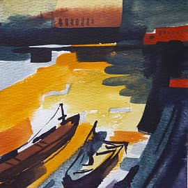 две лодки и закат