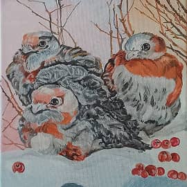 Зимний день.Куропатки.