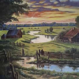 Закат в деревне