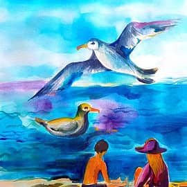 Летела чайка над морем