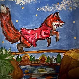 Бежит лиса по шесточку: Лизни, лиса песочку!