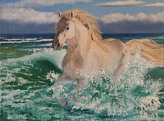 Лошадь, бегущая по волнам.