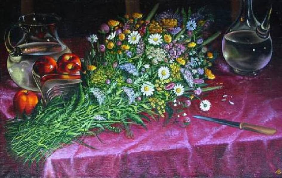 Натюрморт с кувшинами и полевыми цветами  Still-life with the Jugs and Wildflowers