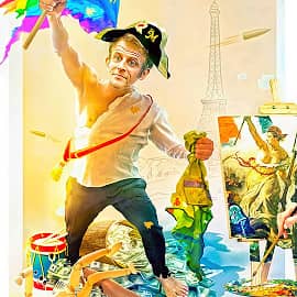 Репродукция картины Делакруа "Свобода, ведущая народ" 1830. "Эммануэль Макрон ведущий Олимпиаду 2024