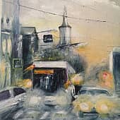 Туманный вечер на улице Москвы