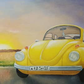 Жёлтый фольксваген жук