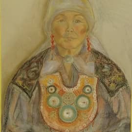 Портрет хакаски в национальном костюме