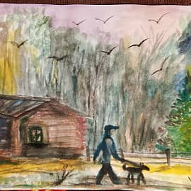 У охотничьей избушки