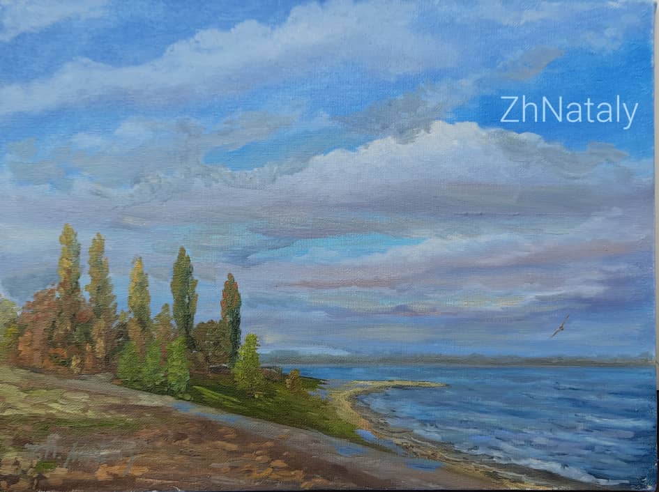 Осень, пушкинская набережная, Таганрог, морской пейзаж ZhNataly, пленэрная живопись