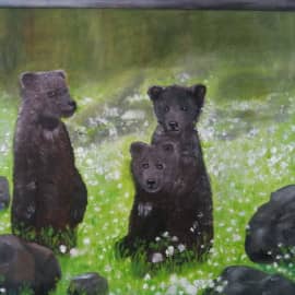 Медвежата на поляне.