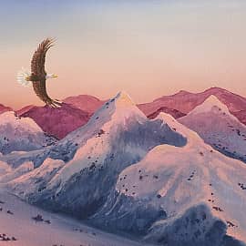 Снежные горы и орел