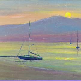 Нежный закат на побережье. Геленджик. День и ночь. Проект "светофизика в живописи"  ZhNataly, светящ