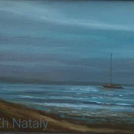 Ночное море пейзаж ZhNataly живопись пленэр