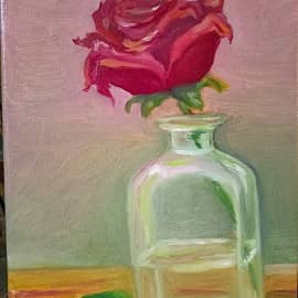 Алая роза  в бутылке