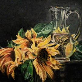 Подсолнухи и кувшин