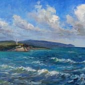 Облака над Черным морем. Маяк на мысу. Пленэр ZhNataly