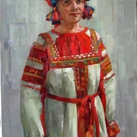 в русском костюме