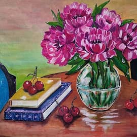 Яркие пионы