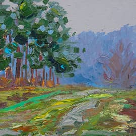 Дорога рядом с рощей